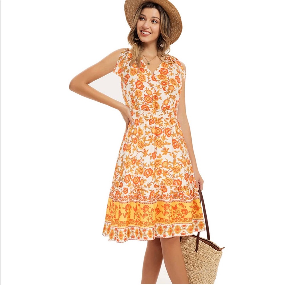 KANCY KOLE Women’s Floral‎ Print Mini Casual Beach Dress – Size Medium